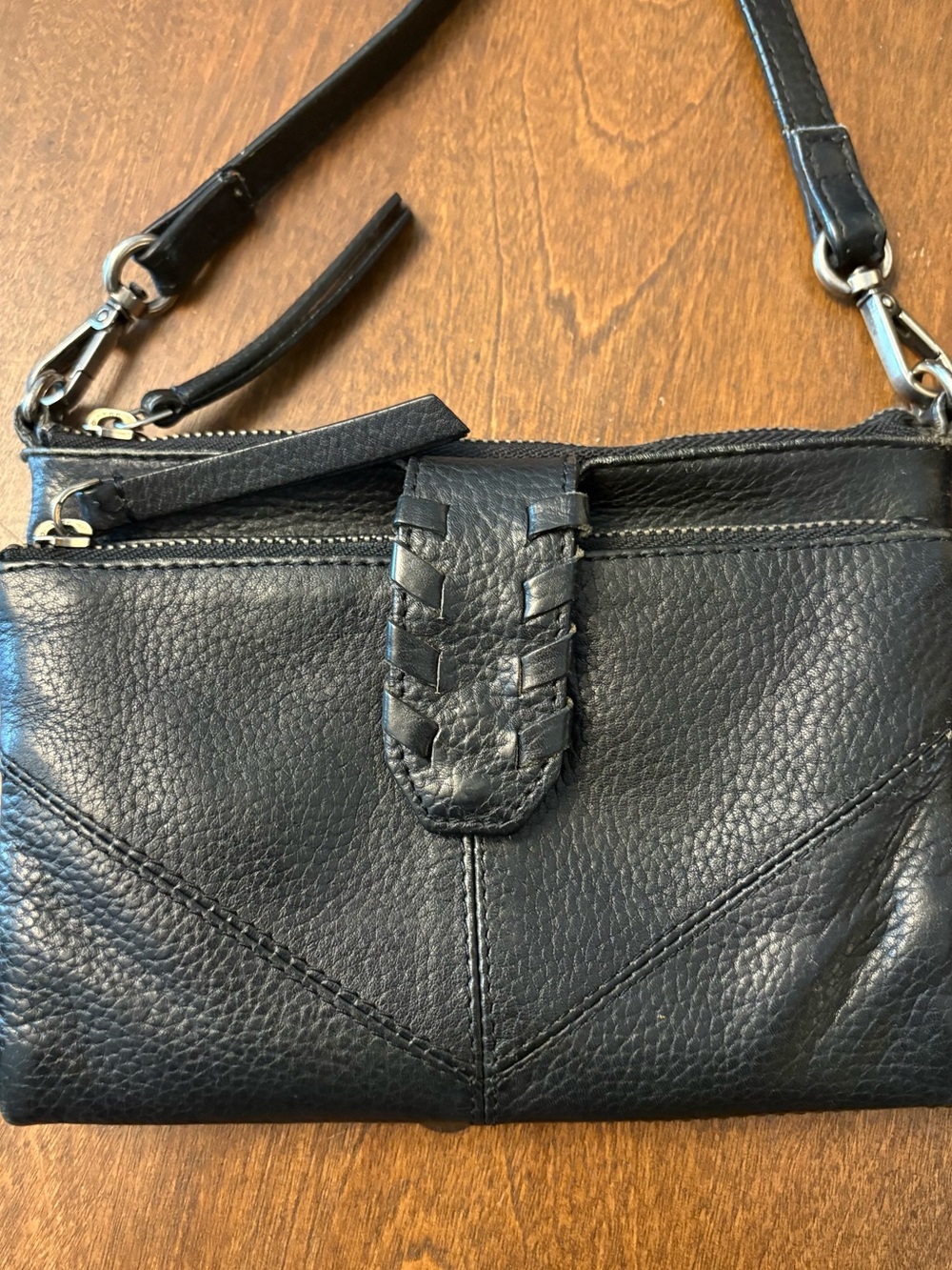 Lucky Brand Black Pebble Leather Crossbody